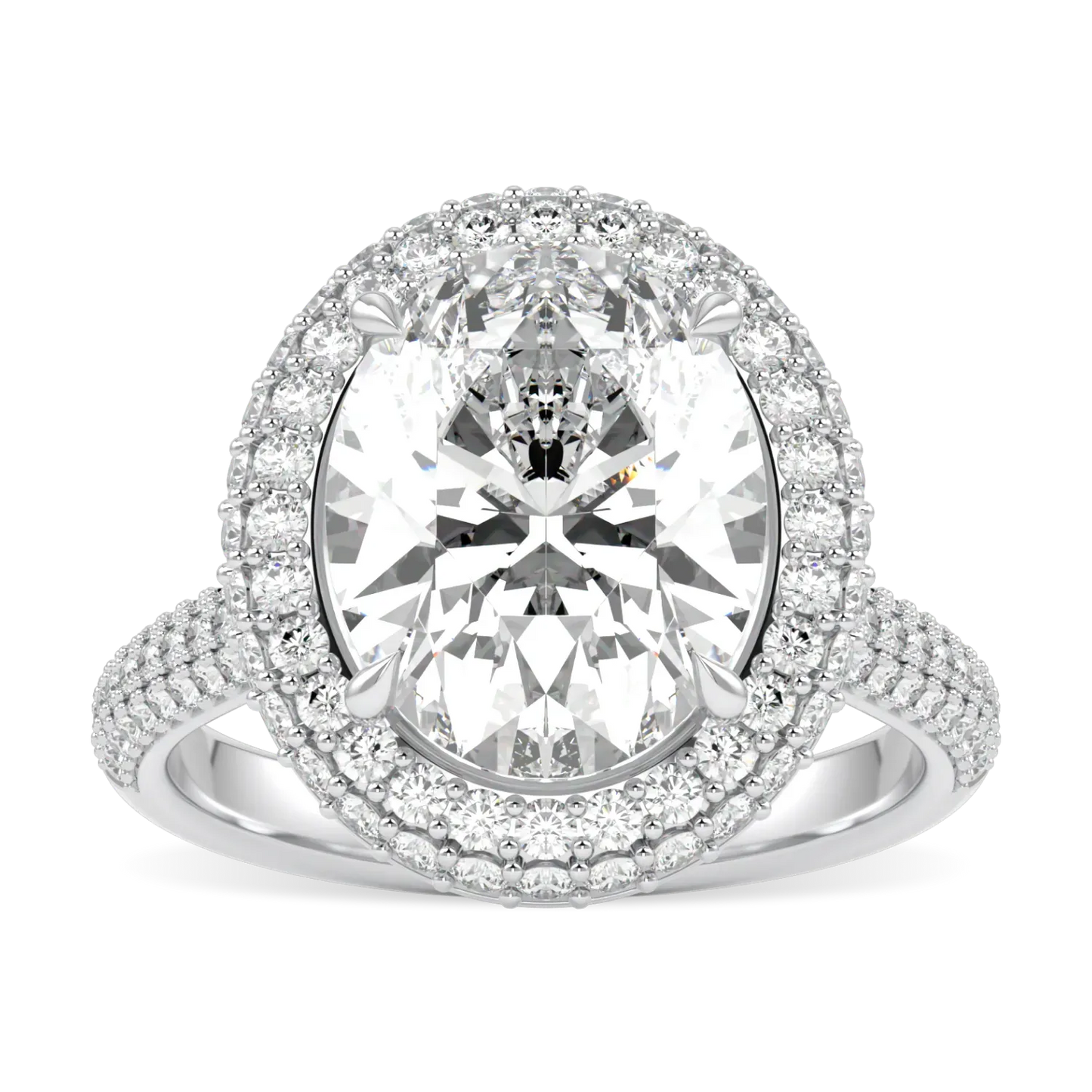 Blacklock Vintage halo ring in Platinum with 3.02cts Diamond — top down view