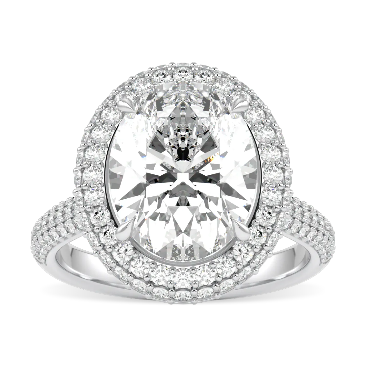 Blacklock Vintage halo ring in Platinum with 3.02cts Diamond — top down view