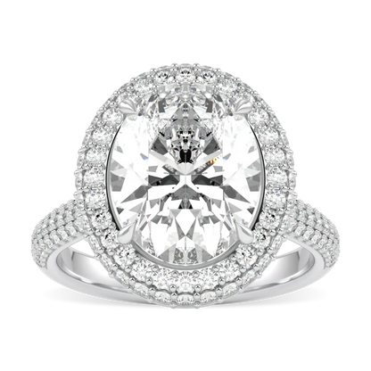 Blacklock Vintage halo ring in Platinum with 3.02cts Diamond — top down view
