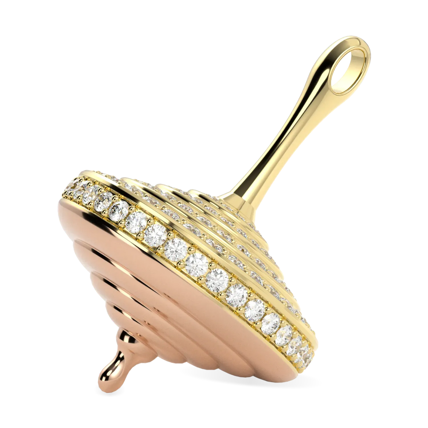 Whirligig collection pendant featuring Diamond set in multi-tone Yellow Gold and Rose Gold, Blacklock Jewellery — detail view