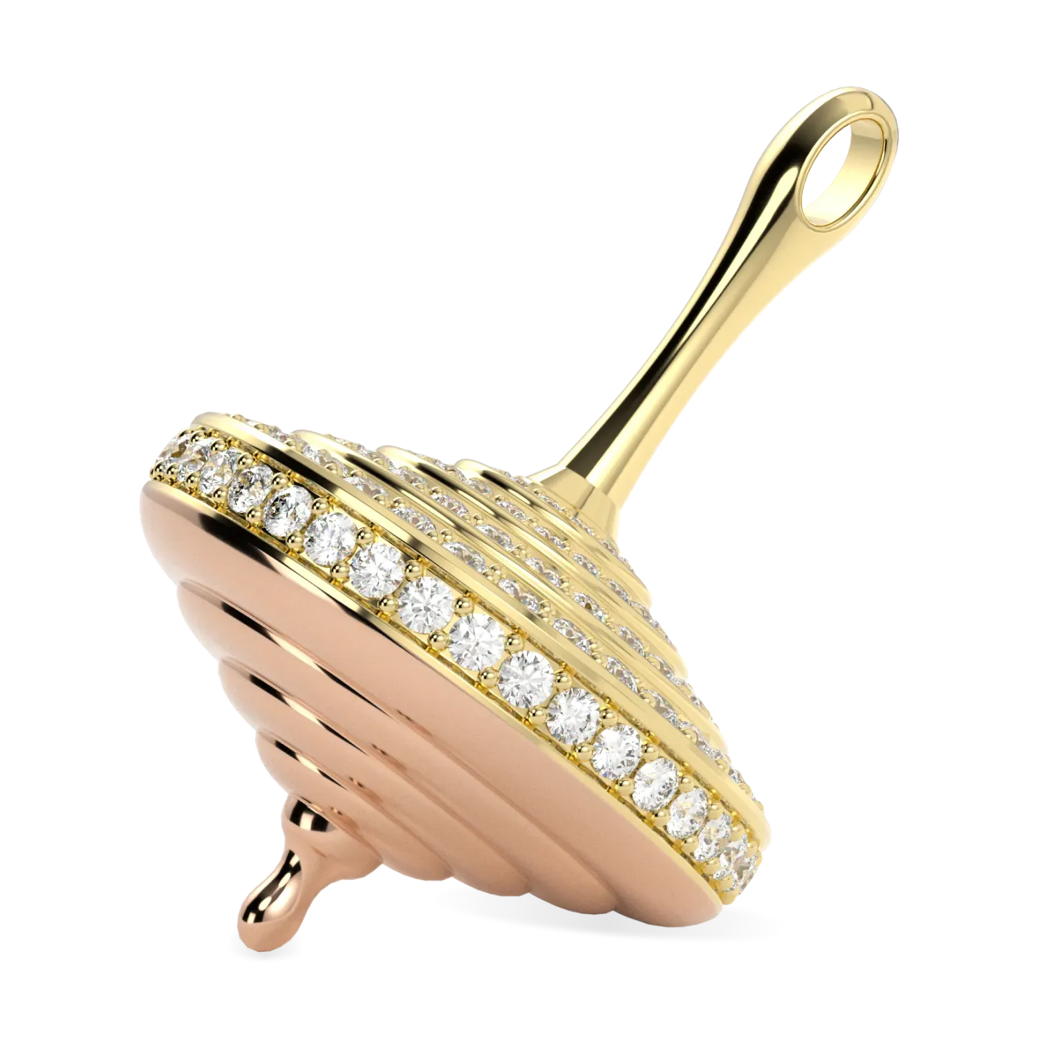 Whirligig collection pendant featuring Diamond set in multi-tone Yellow Gold and Rose Gold, Blacklock Jewellery — detail view