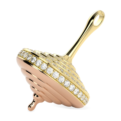 Whirligig collection pendant featuring Diamond set in multi-tone Yellow Gold and Rose Gold, Blacklock Jewellery — detail view