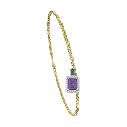 Yellow Gold Suffragette Amethyst Halo Charm bracelet by Blacklock Jewellery — detail view