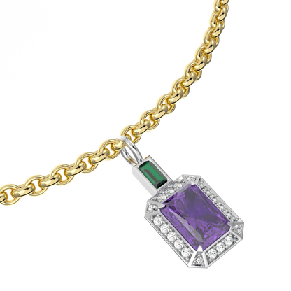 Blacklock Halo charm bracelet in Yellow Gold with Amethyst — worn view