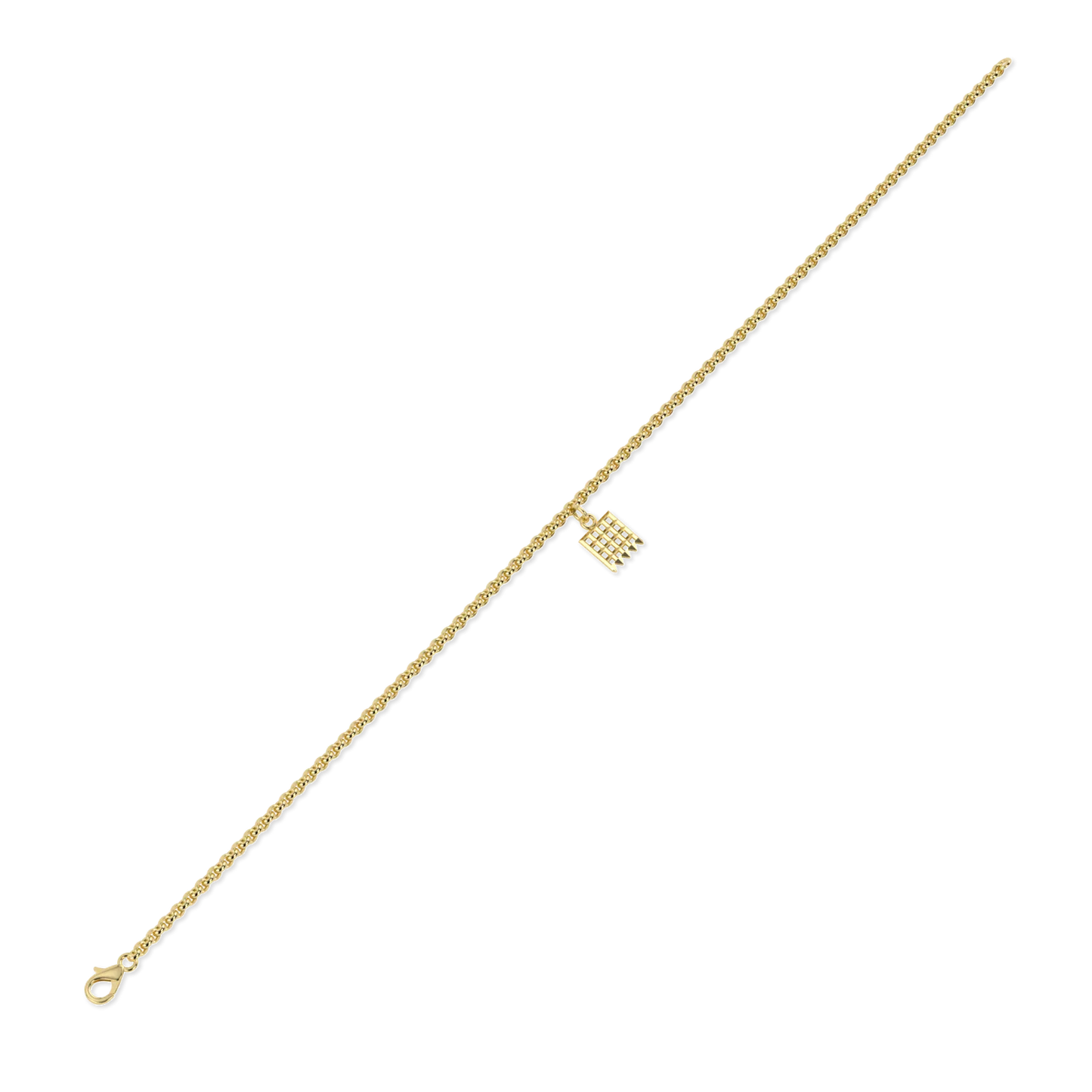 Suffragette Chain charm bracelet set in Yellow Gold, Blacklock Jewellery — side view