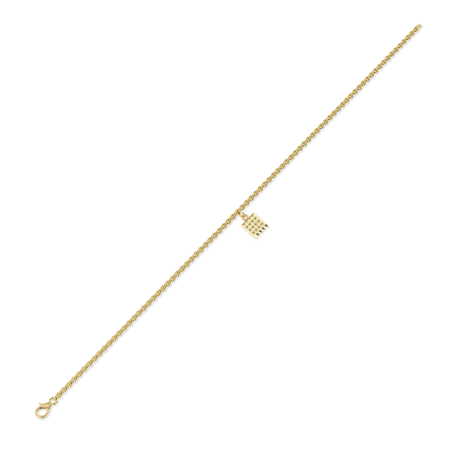 Suffragette Chain charm bracelet set in Yellow Gold, Blacklock Jewellery — side view