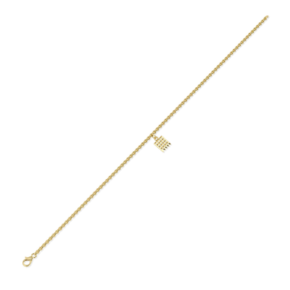 Suffragette Chain charm bracelet set in Yellow Gold, Blacklock Jewellery — side view