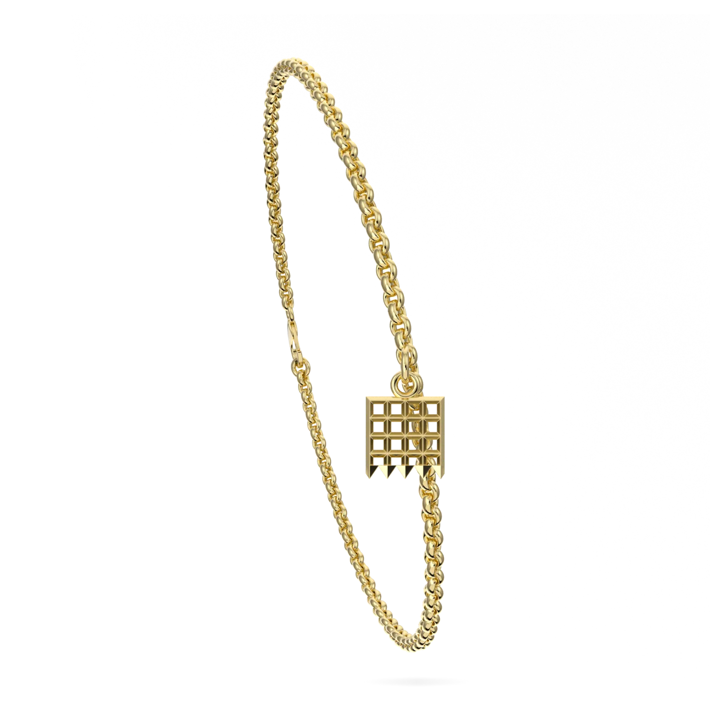 Handcrafted Yellow Gold Chain charm bracelet by Blacklock — detail view