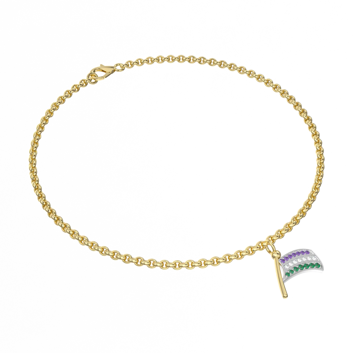 Blacklock Suffragette Flag charm bracelet in Yellow Gold