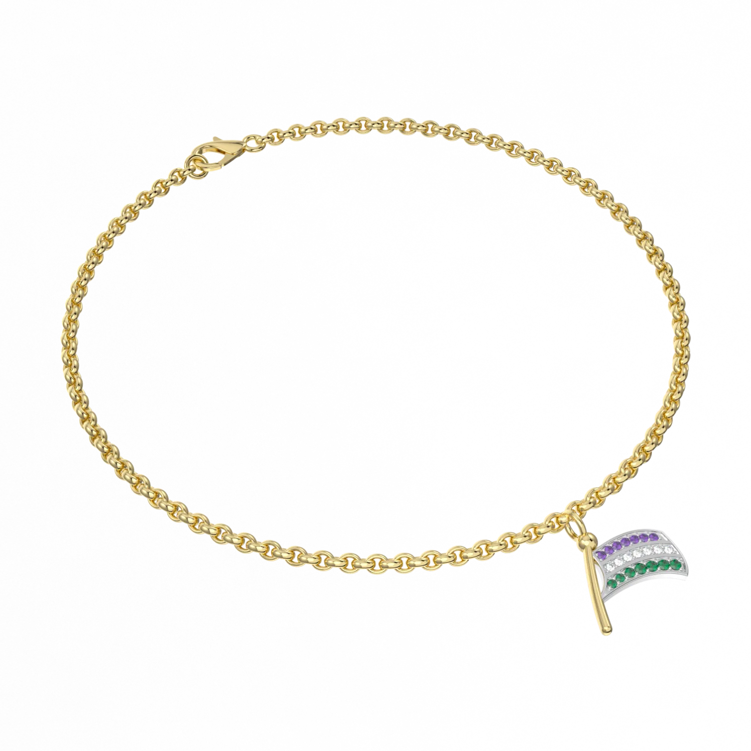 Blacklock Suffragette Flag charm bracelet in Yellow Gold