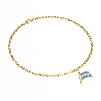 Blacklock Suffragette Flag charm bracelet in Yellow Gold