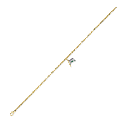 Yellow Gold Flag charm bracelet by Blacklock Jewellery — side view