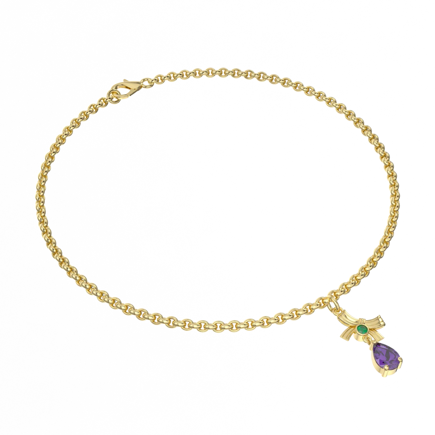 Handcrafted Yellow Gold Ribbon charm bracelet by Blacklock