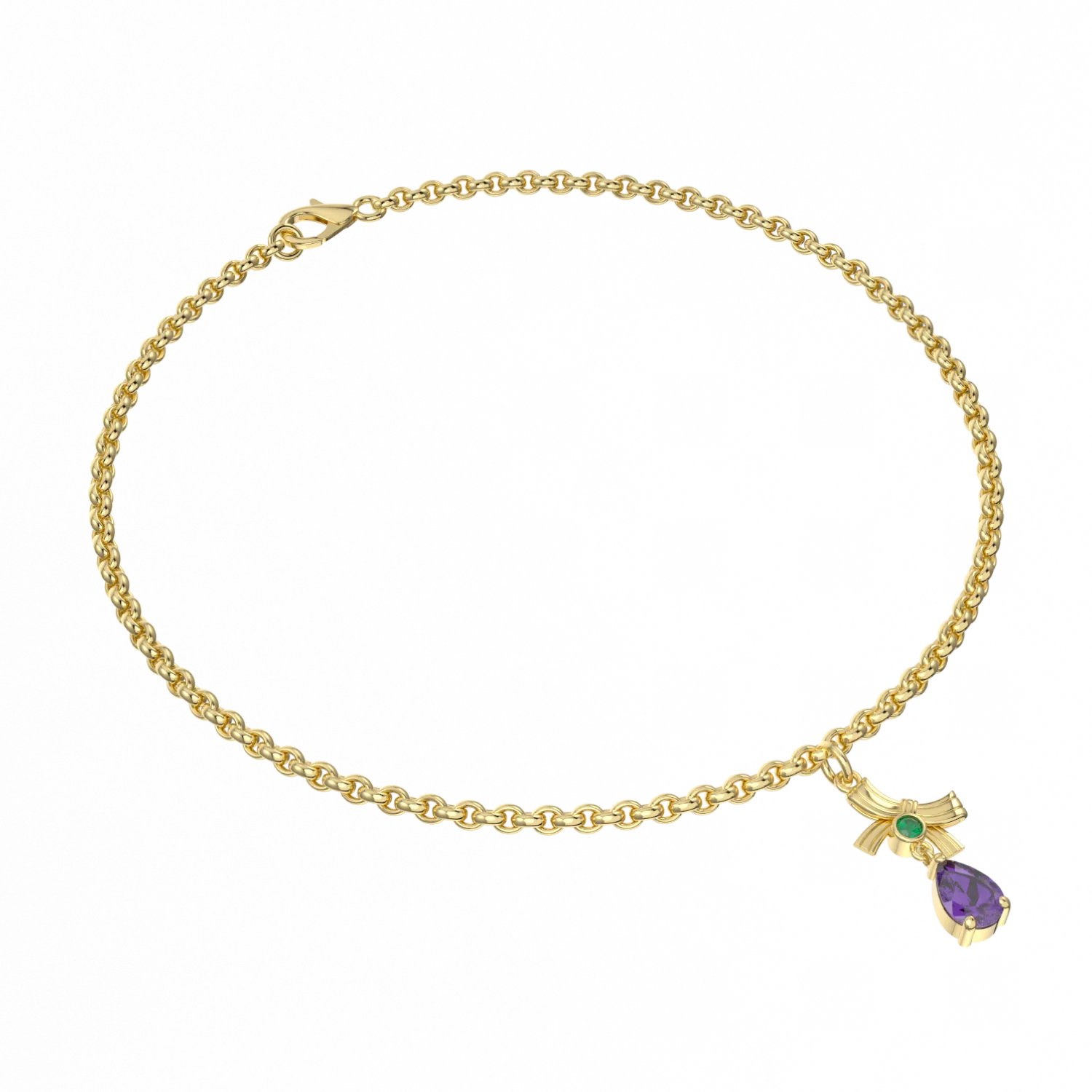 Handcrafted Yellow Gold Ribbon charm bracelet by Blacklock