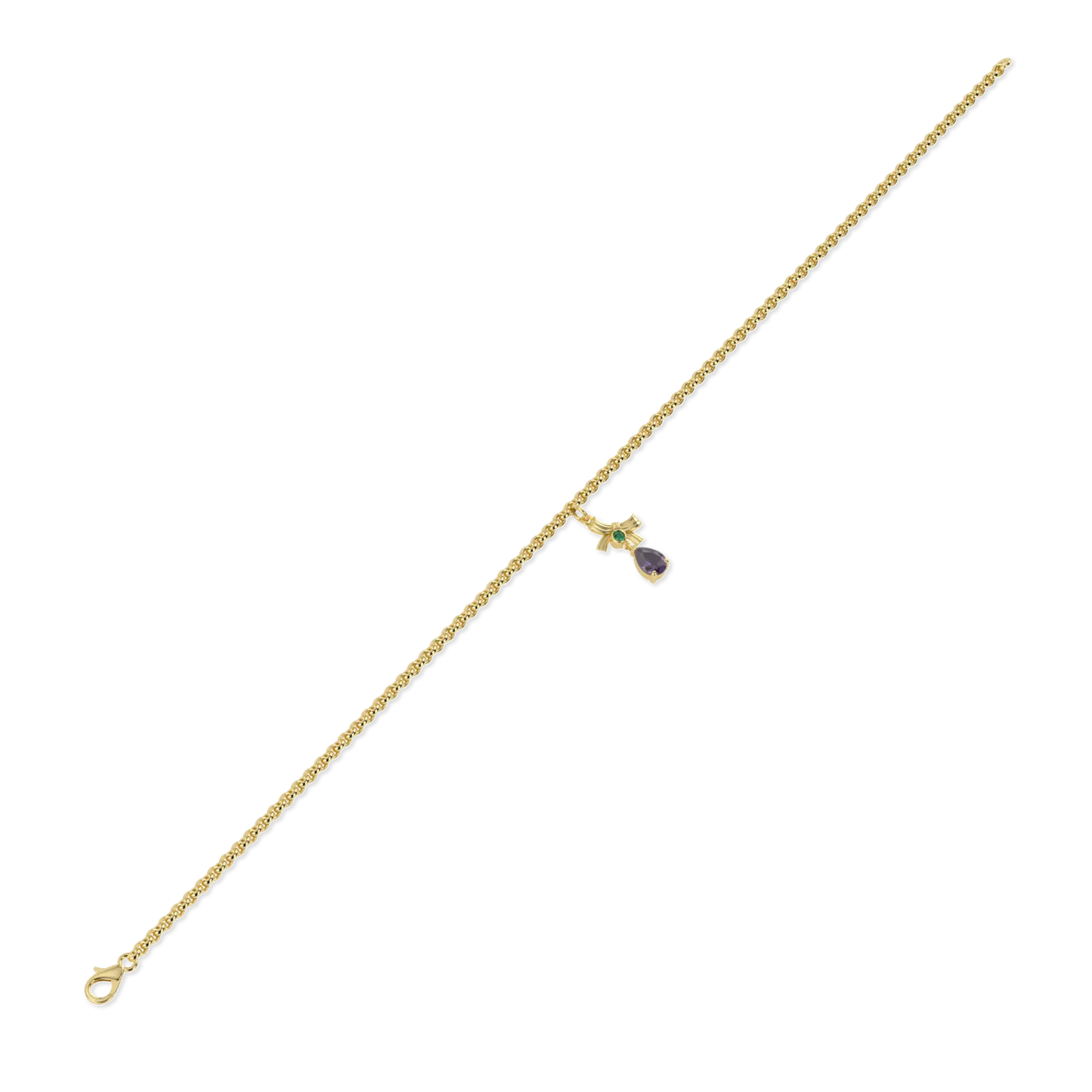 Yellow Gold Suffragette Ribbon Charm bracelet by Blacklock Jewellery — side view