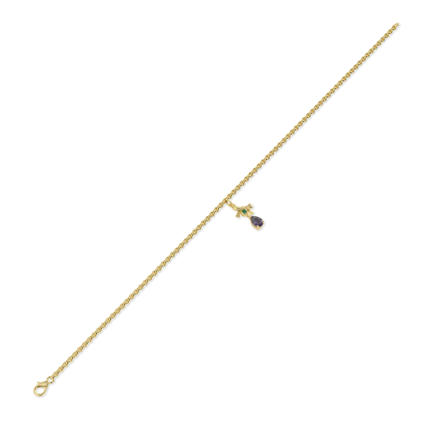 Yellow Gold Suffragette Ribbon Charm bracelet by Blacklock Jewellery — side view