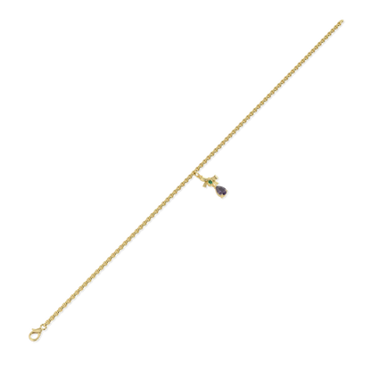 Yellow Gold Suffragette Ribbon Charm bracelet by Blacklock Jewellery — side view