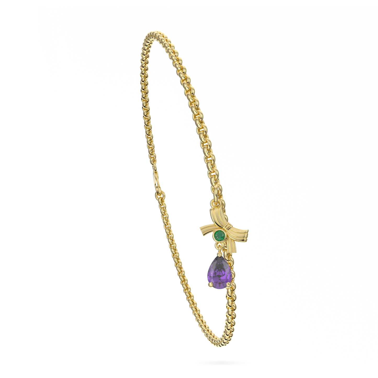 Blacklock Suffragette Ribbon charm bracelet in Yellow Gold — detail view