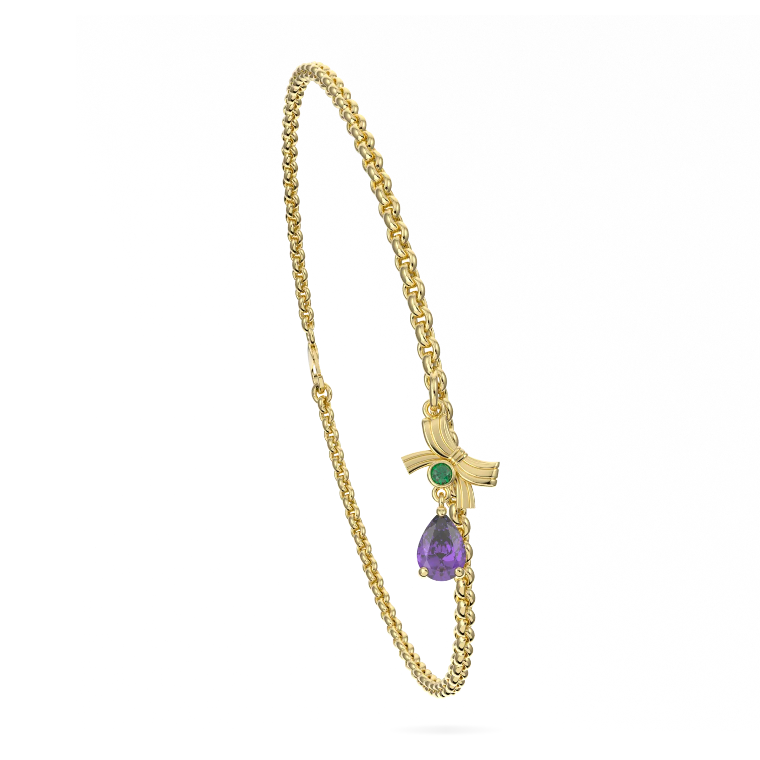 Blacklock Suffragette Ribbon charm bracelet in Yellow Gold — detail view