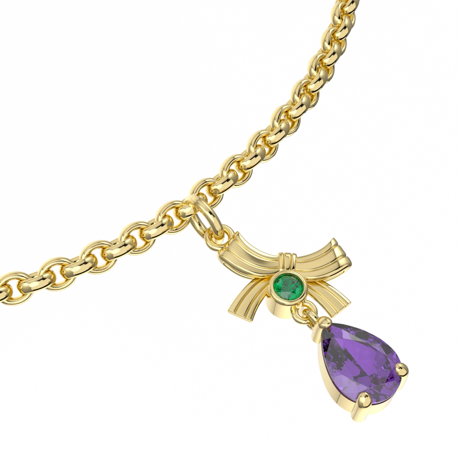 Yellow Gold ribbon charm bracelet by Blacklock Jewellery — worn view