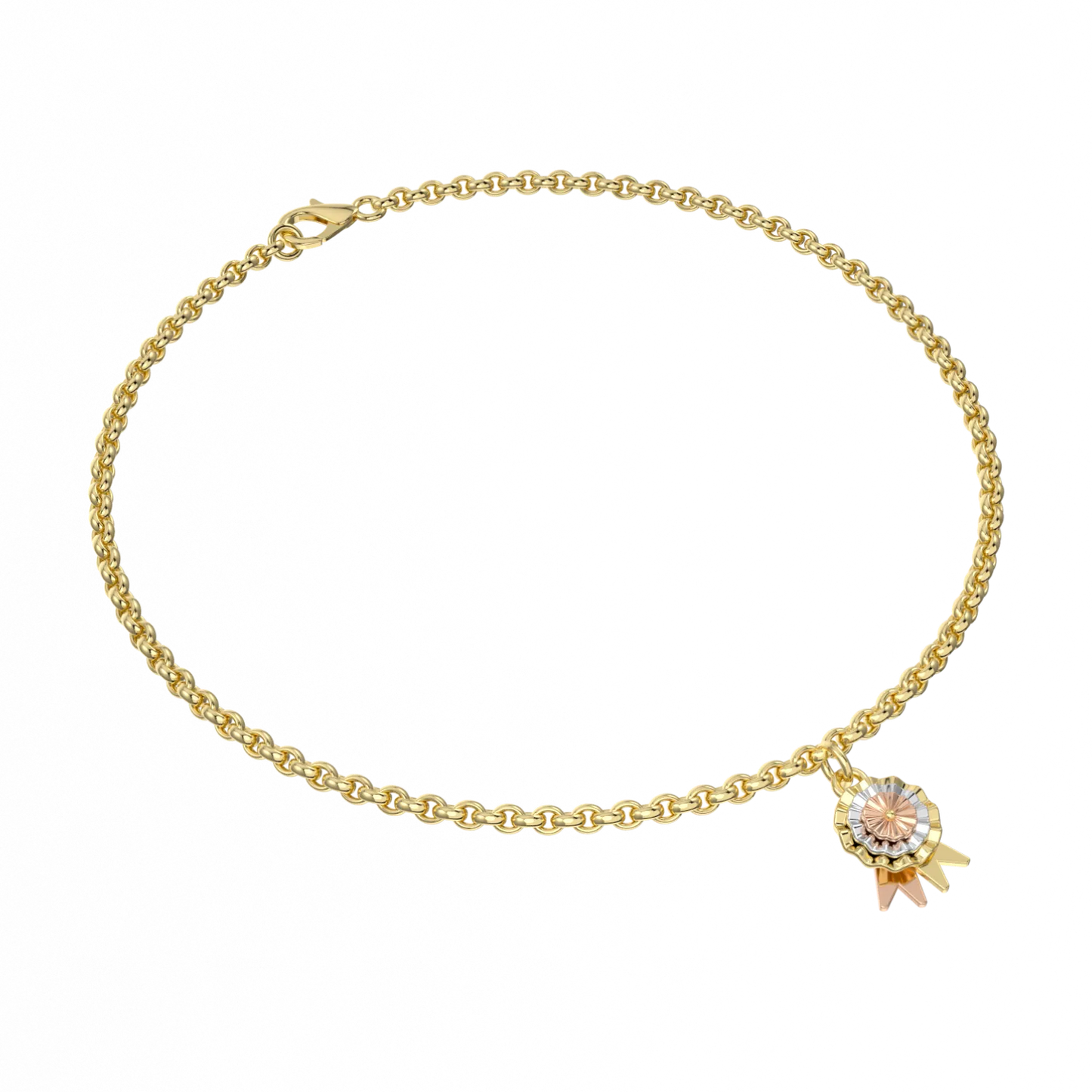 Yellow Gold Suffragette Rosette Charm bracelet by Blacklock Jewellery